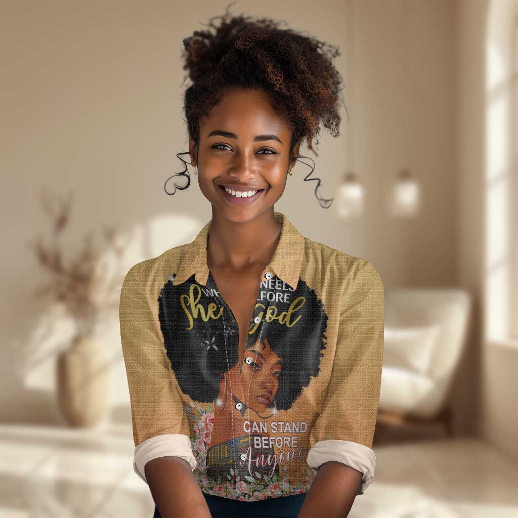 Personalized African Black Women Women Casual Shirt She Who Kneels Before God DT02