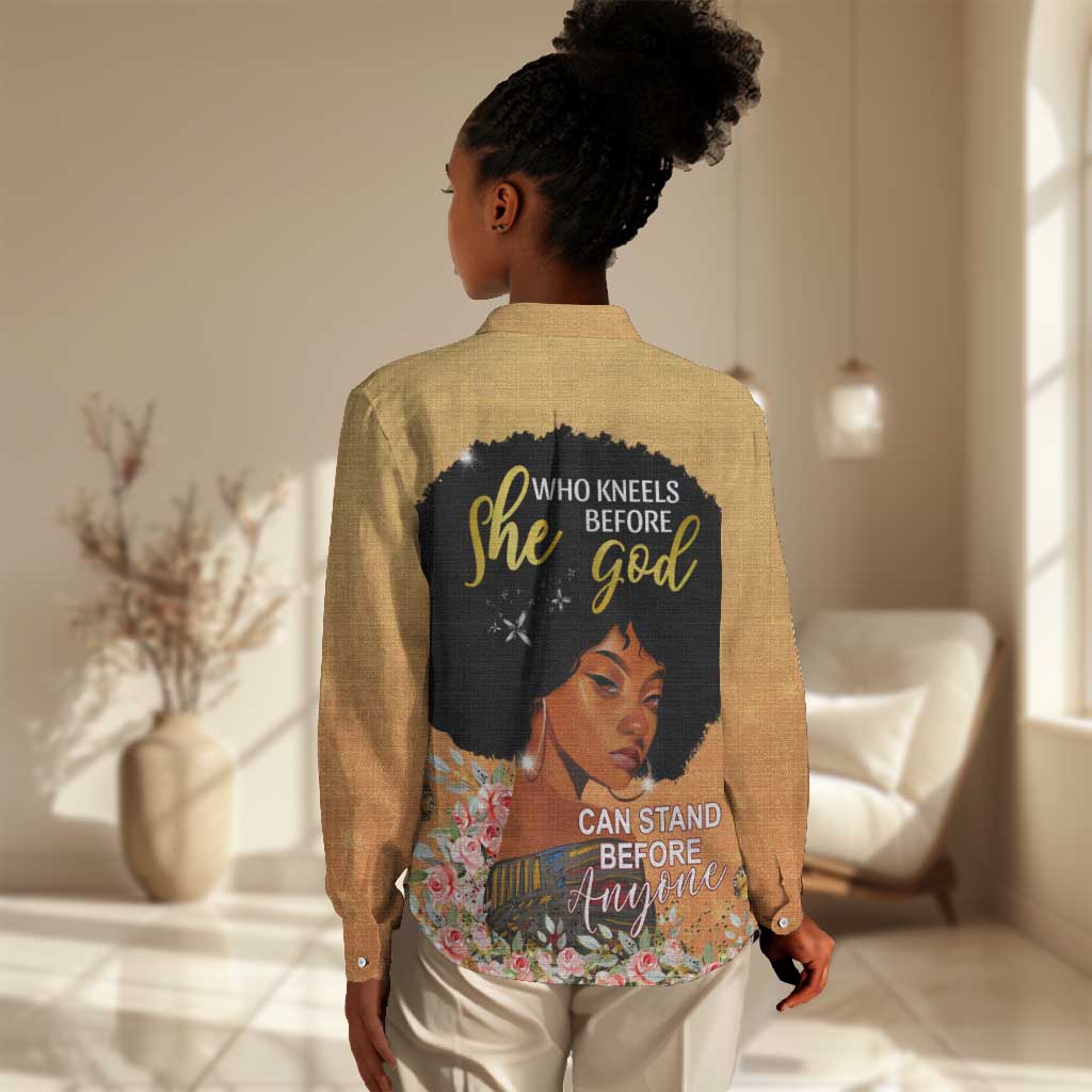 Personalized African Black Women Women Casual Shirt She Who Kneels Before God DT02