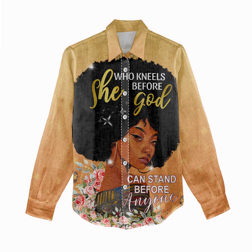 Personalized African Black Women Women Casual Shirt She Who Kneels Before God DT02