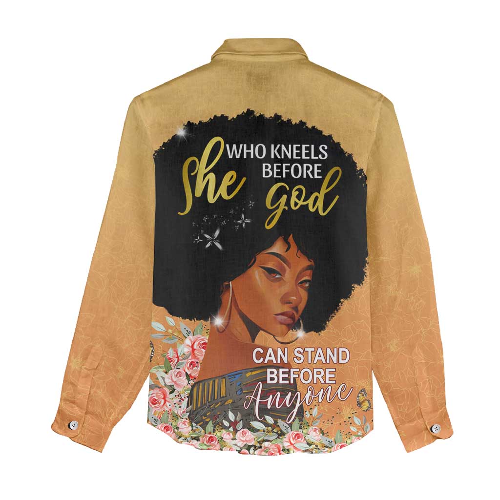 Personalized African Black Women Women Casual Shirt She Who Kneels Before God DT02