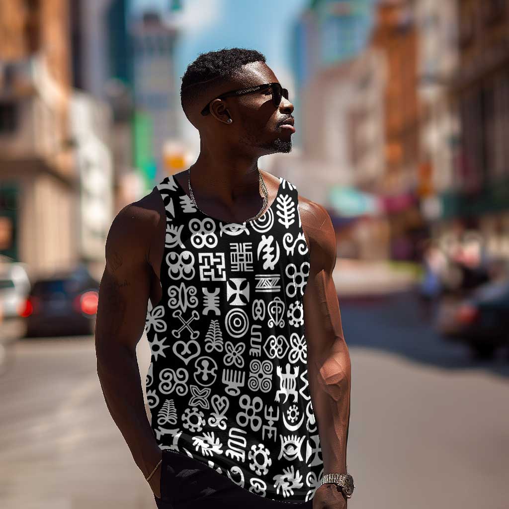 African Adinkra Men Tank Top - Mixed Pattern Symbols DT02