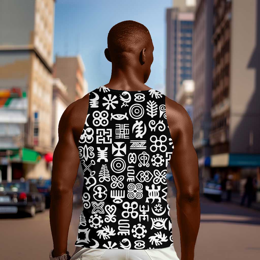 African Adinkra Men Tank Top - Mixed Pattern Symbols DT02