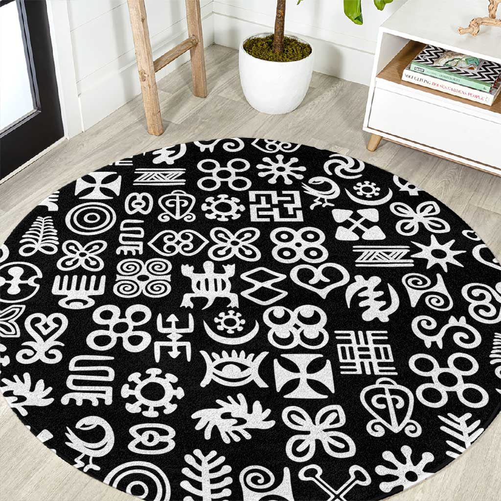 African Adinkra Round Carpet - Mixed Pattern Symbols DT02
