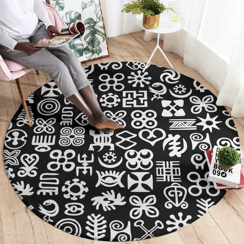 African Adinkra Round Carpet - Mixed Pattern Symbols DT02