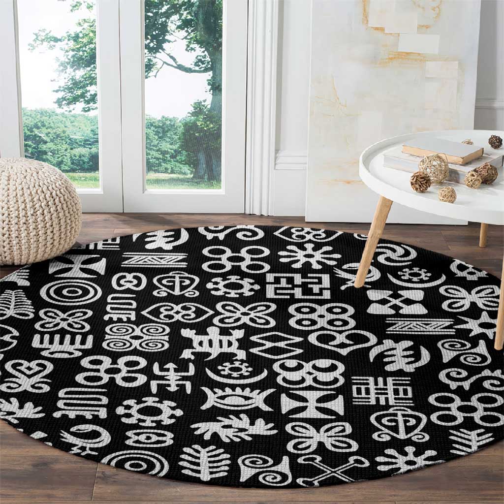 African Adinkra Round Carpet - Mixed Pattern Symbols DT02