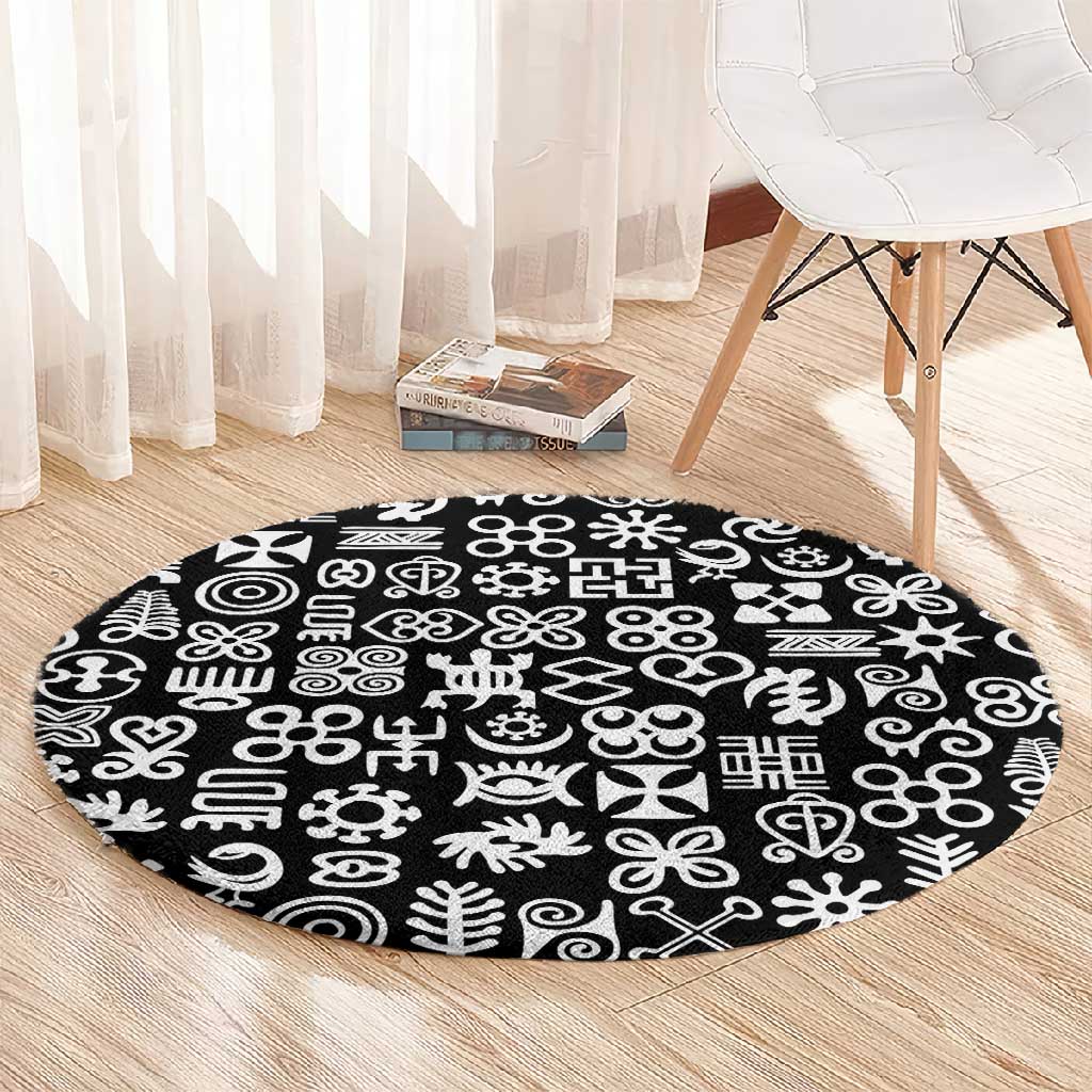 African Adinkra Round Carpet - Mixed Pattern Symbols DT02