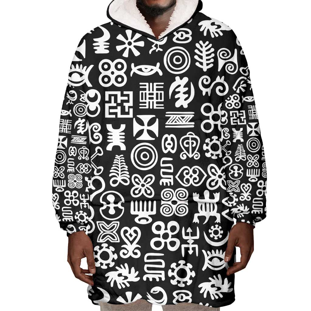 African Adinkra Wearable Blanket Hoodie - Mixed Pattern Symbols DT02