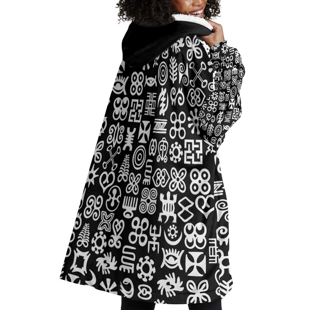 African Adinkra Wearable Blanket Hoodie - Mixed Pattern Symbols DT02