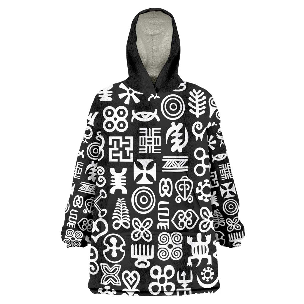 African Adinkra Wearable Blanket Hoodie - Mixed Pattern Symbols DT02