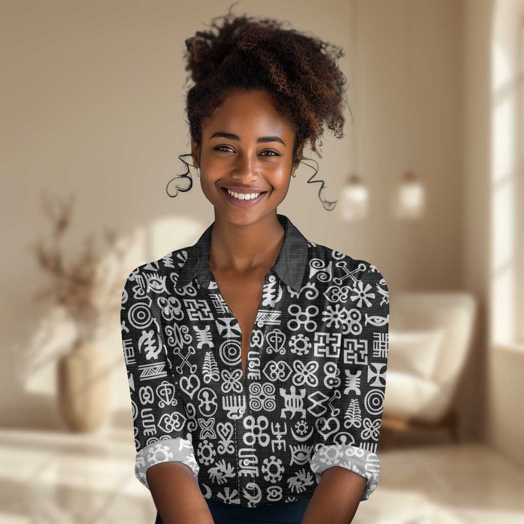 African Adinkra Women Casual Shirt - Mixed Pattern Symbols DT02