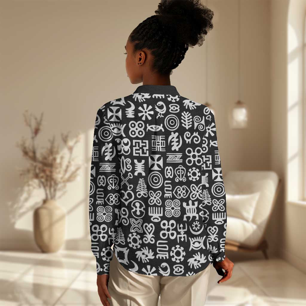 African Adinkra Women Casual Shirt - Mixed Pattern Symbols DT02