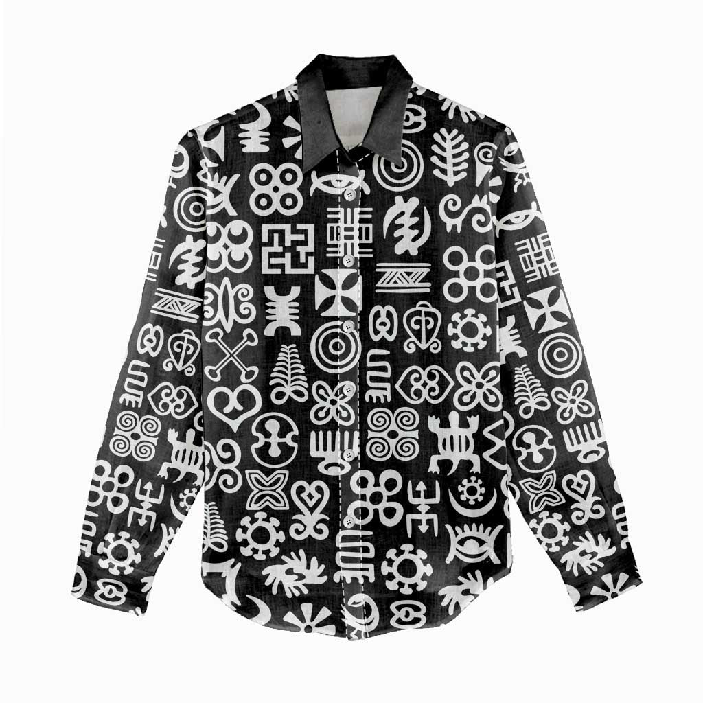 African Adinkra Women Casual Shirt - Mixed Pattern Symbols DT02