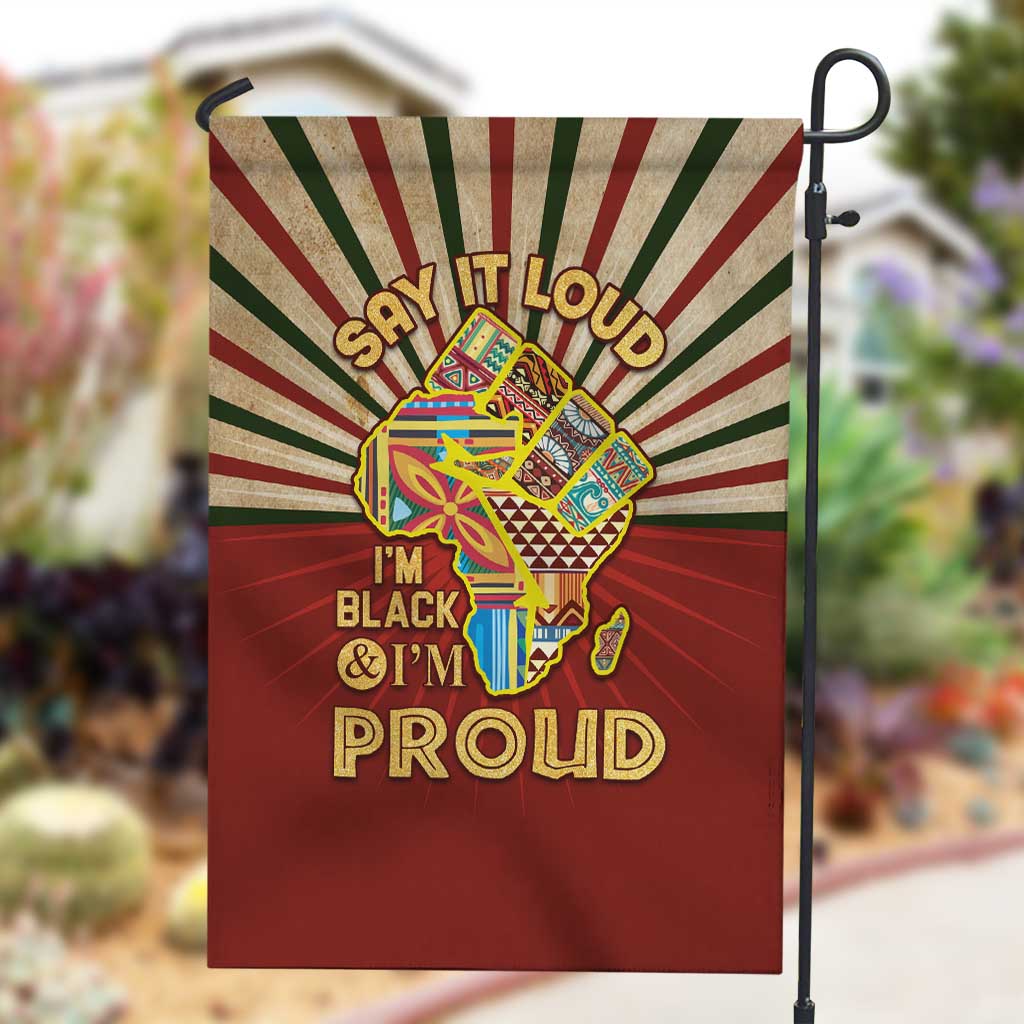 Proud African Garden Flag - Hand Up Africa Map Art DT02