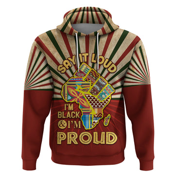 I'm Black and I'm Proud African Hoodie Hand Up Africa Map Art DT02