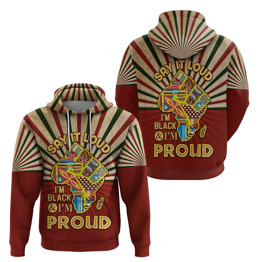 I'm Black and I'm Proud African Hoodie Hand Up Africa Map Art DT02