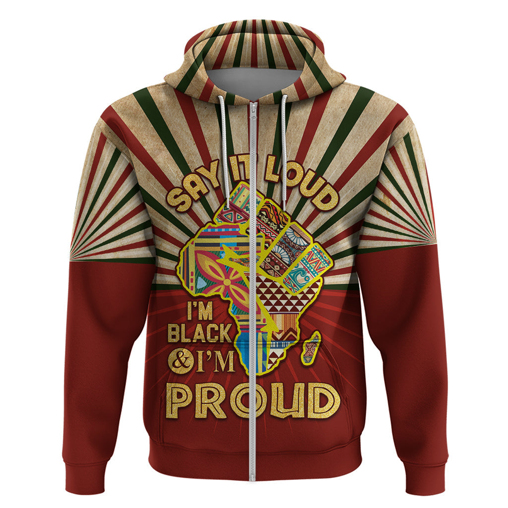 I'm Black and I'm Proud African Hoodie Hand Up Africa Map Art DT02