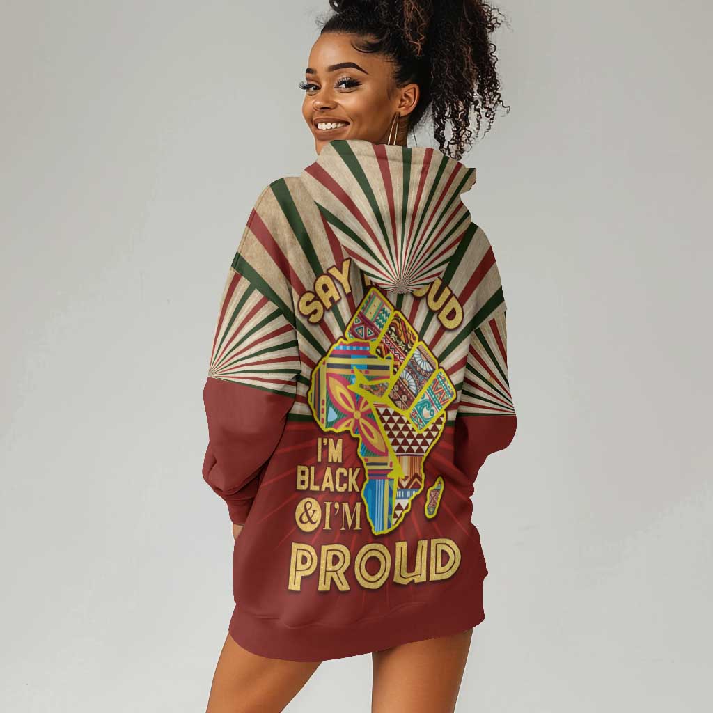 Proud African Hoodie Dress - Hand Up Africa Map Art DT02