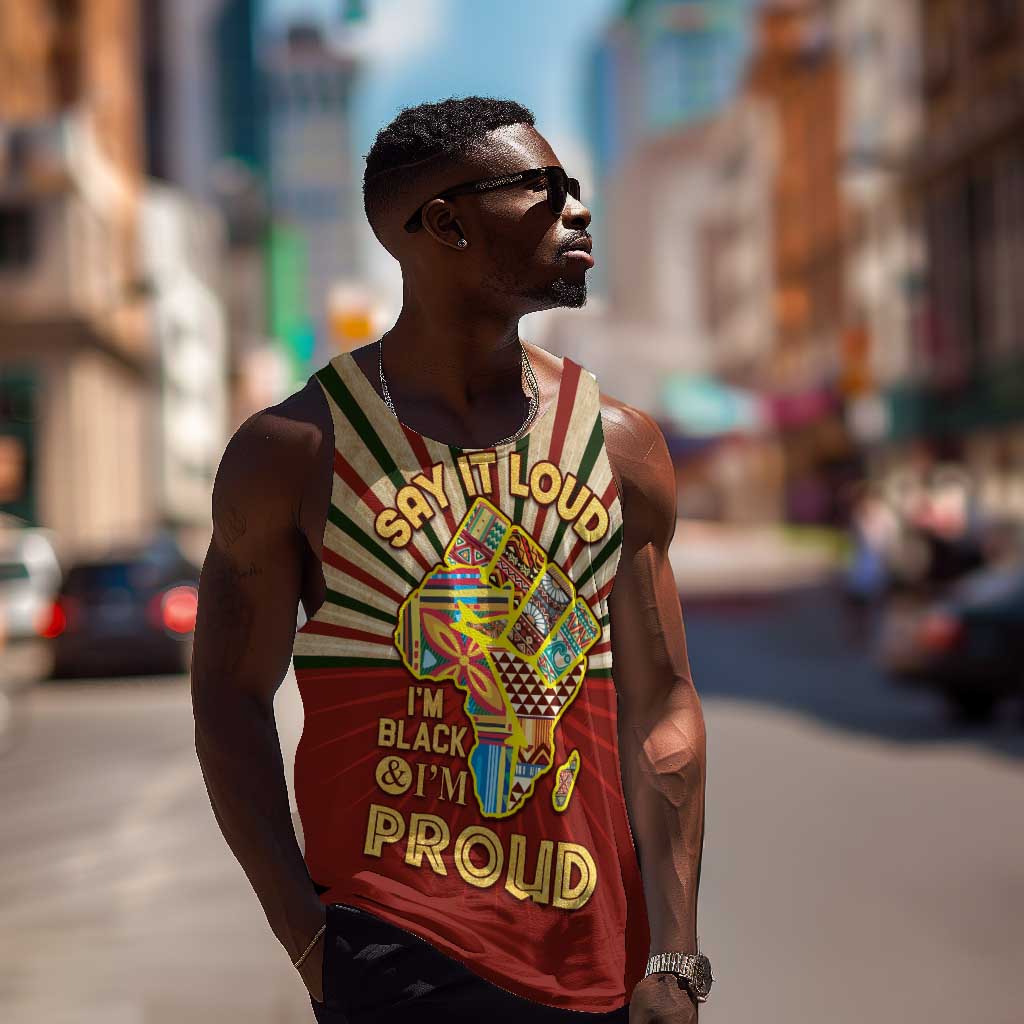 Proud African Men Tank Top - Hand Up Africa Map Art DT02