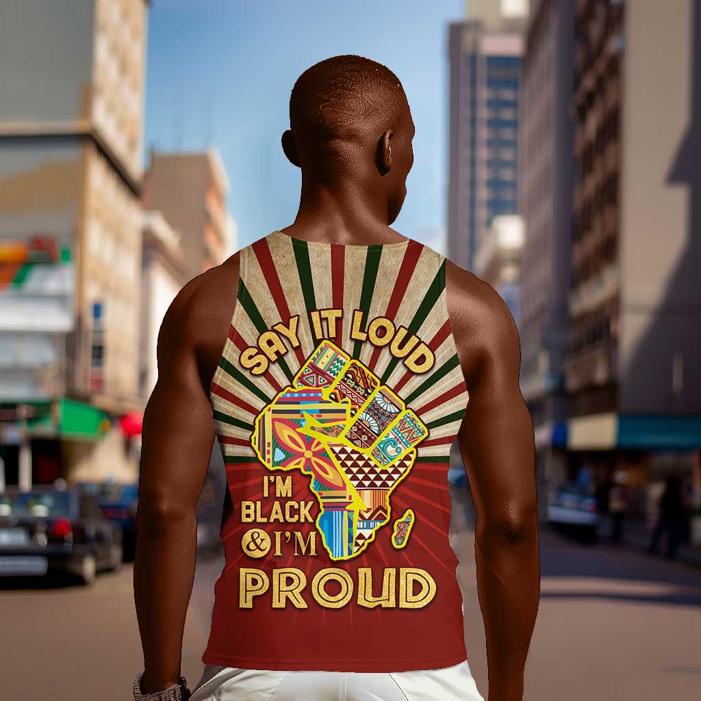 Proud African Men Tank Top - Hand Up Africa Map Art DT02