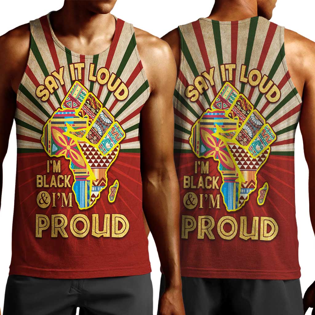 Proud African Men Tank Top - Hand Up Africa Map Art DT02