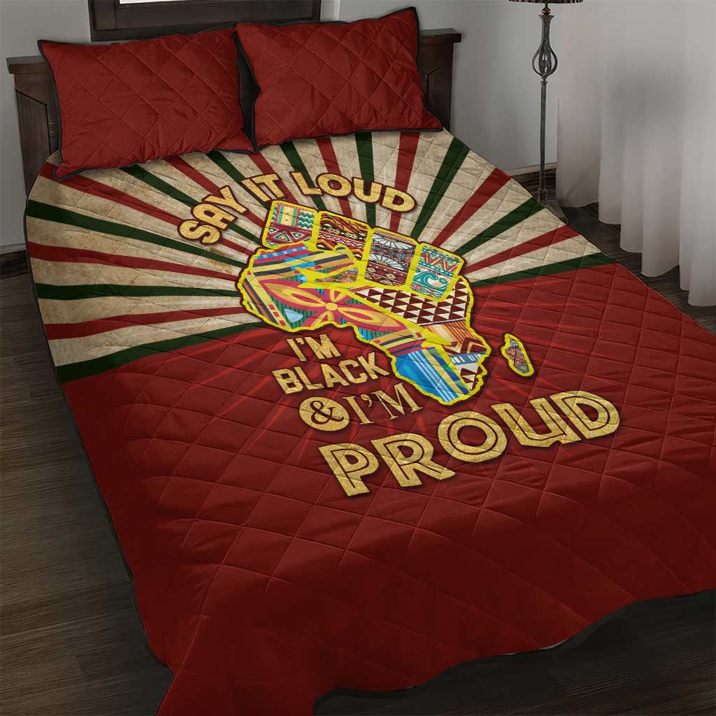 Proud African Quilt Bed Set - Hand Up Africa Map Art DT02