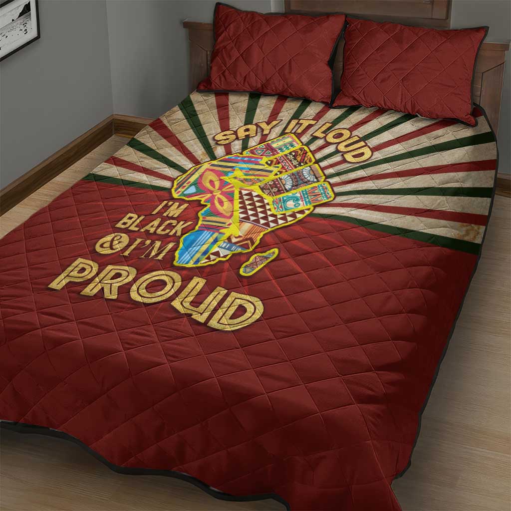 Proud African Quilt Bed Set - Hand Up Africa Map Art DT02