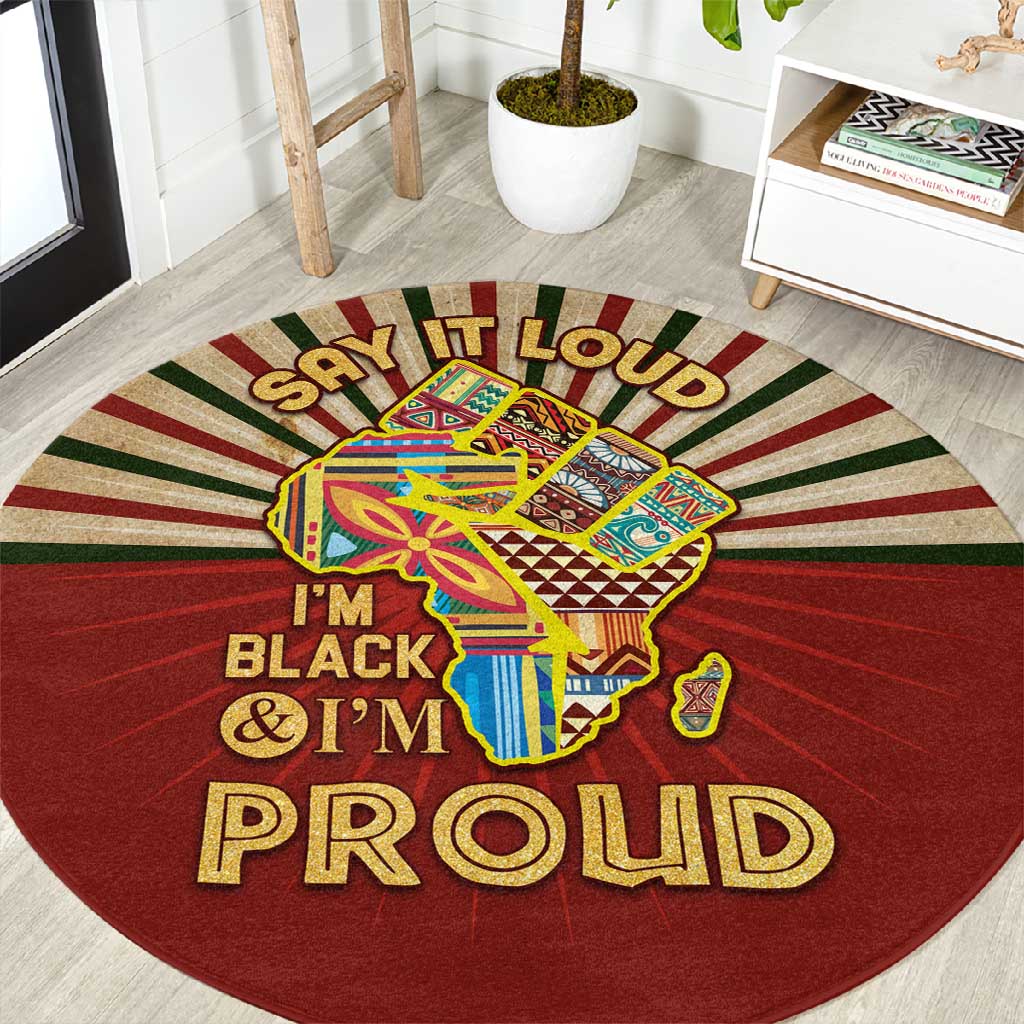 Proud African Round Carpet - Hand Up Africa Map Art DT02