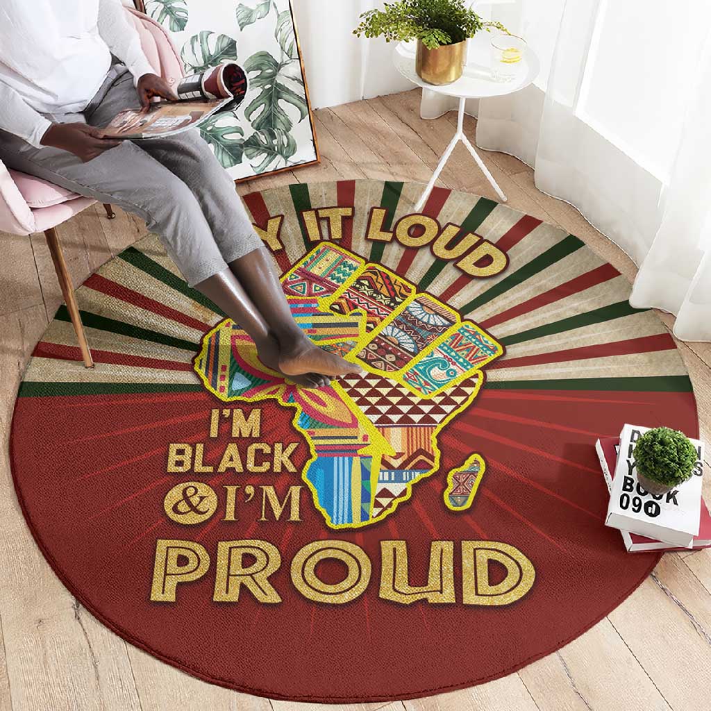 Proud African Round Carpet - Hand Up Africa Map Art DT02