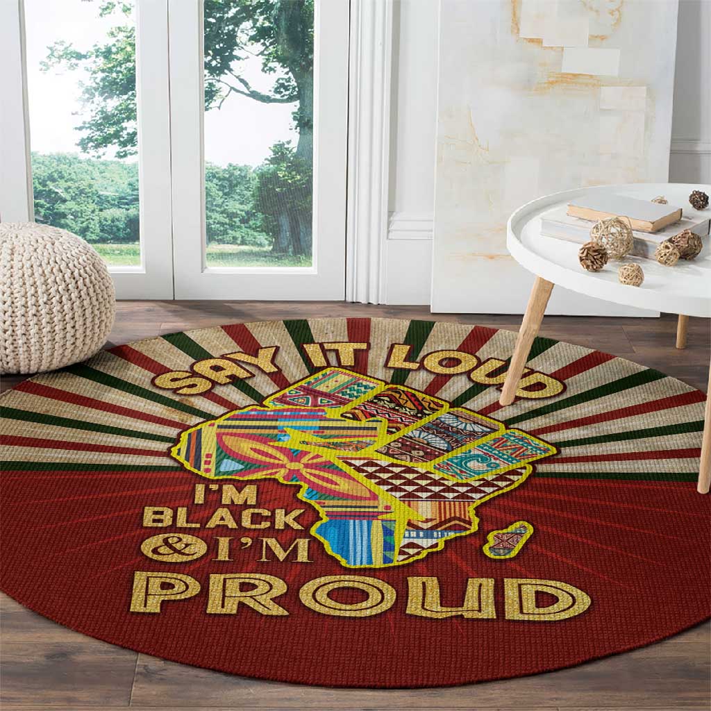 Proud African Round Carpet - Hand Up Africa Map Art DT02
