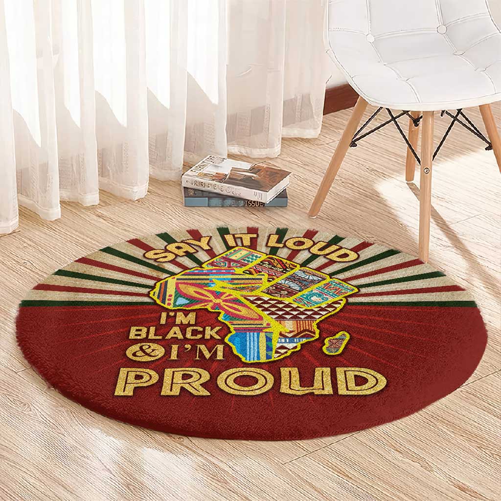 Proud African Round Carpet - Hand Up Africa Map Art DT02