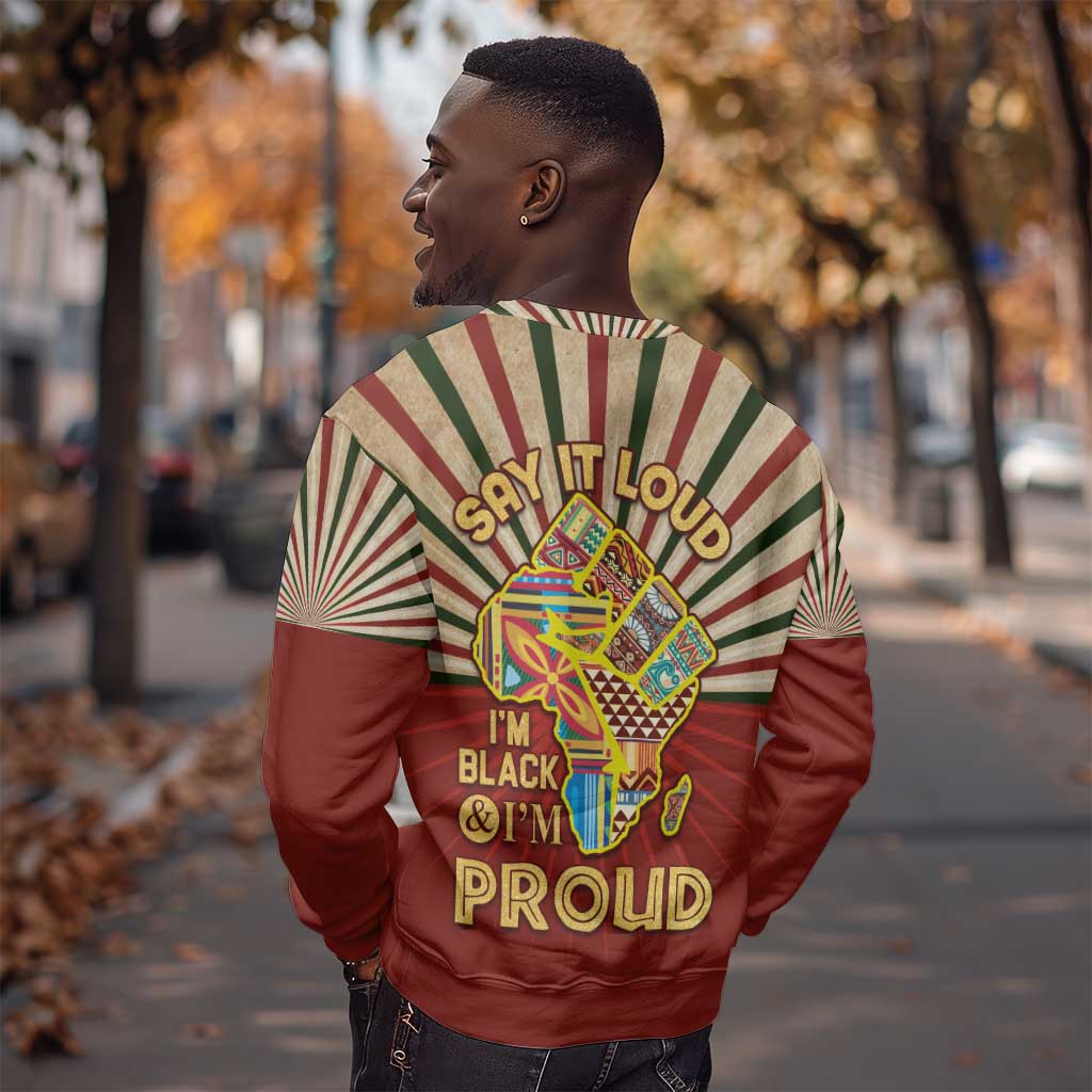 Proud African Sweatshirt - Hand Up Africa Map Art DT02