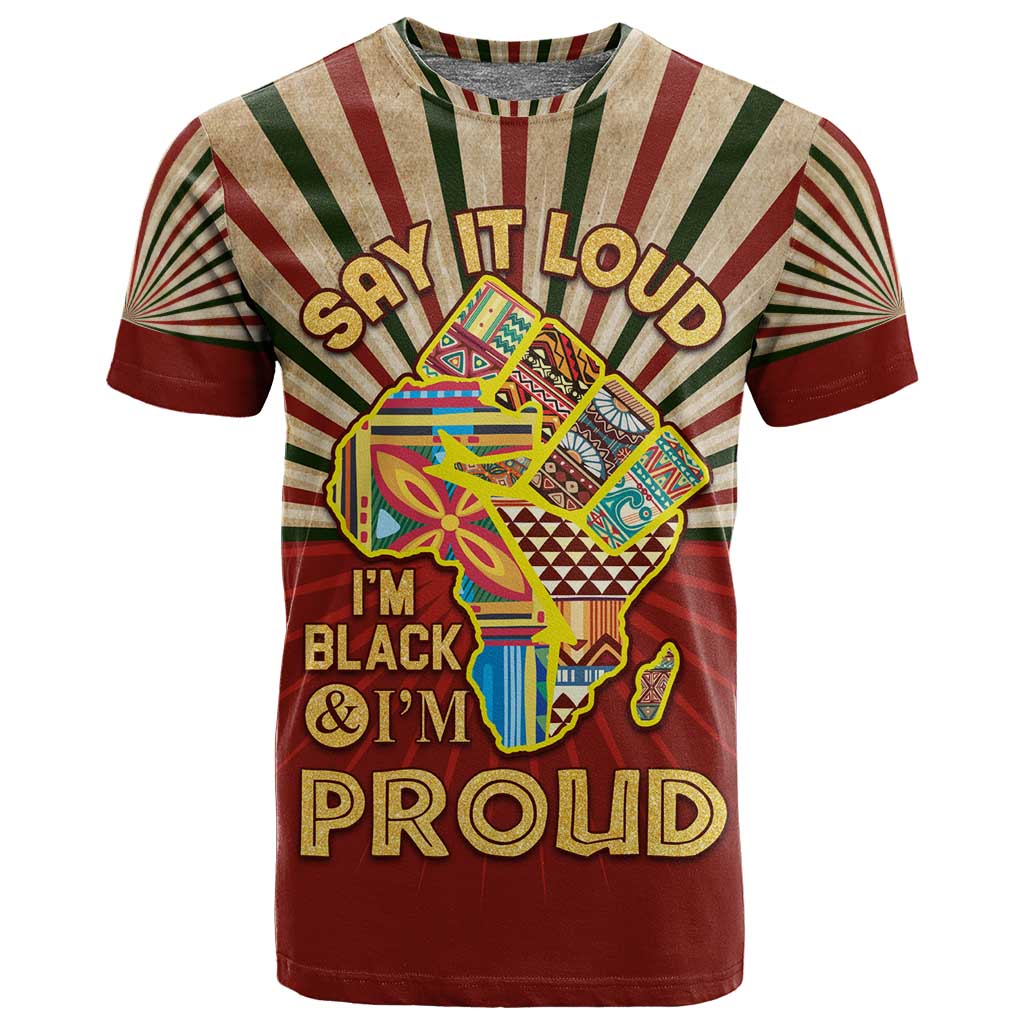 Proud African T shirt - Hand Up Africa Map Art DT02