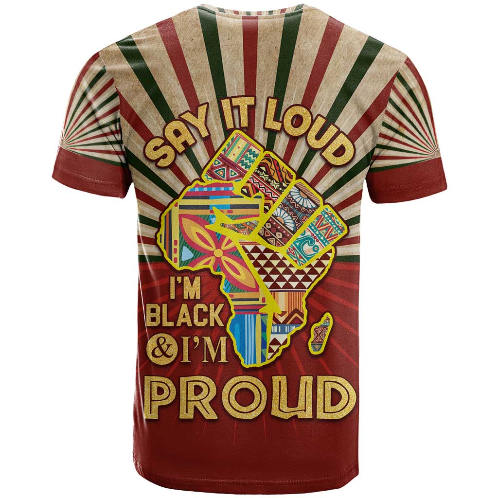 Proud African T shirt - Hand Up Africa Map Art DT02