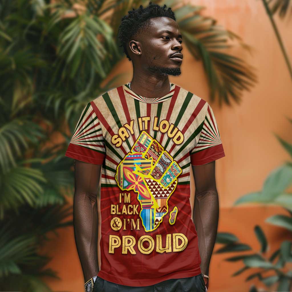 Proud African T shirt - Hand Up Africa Map Art DT02