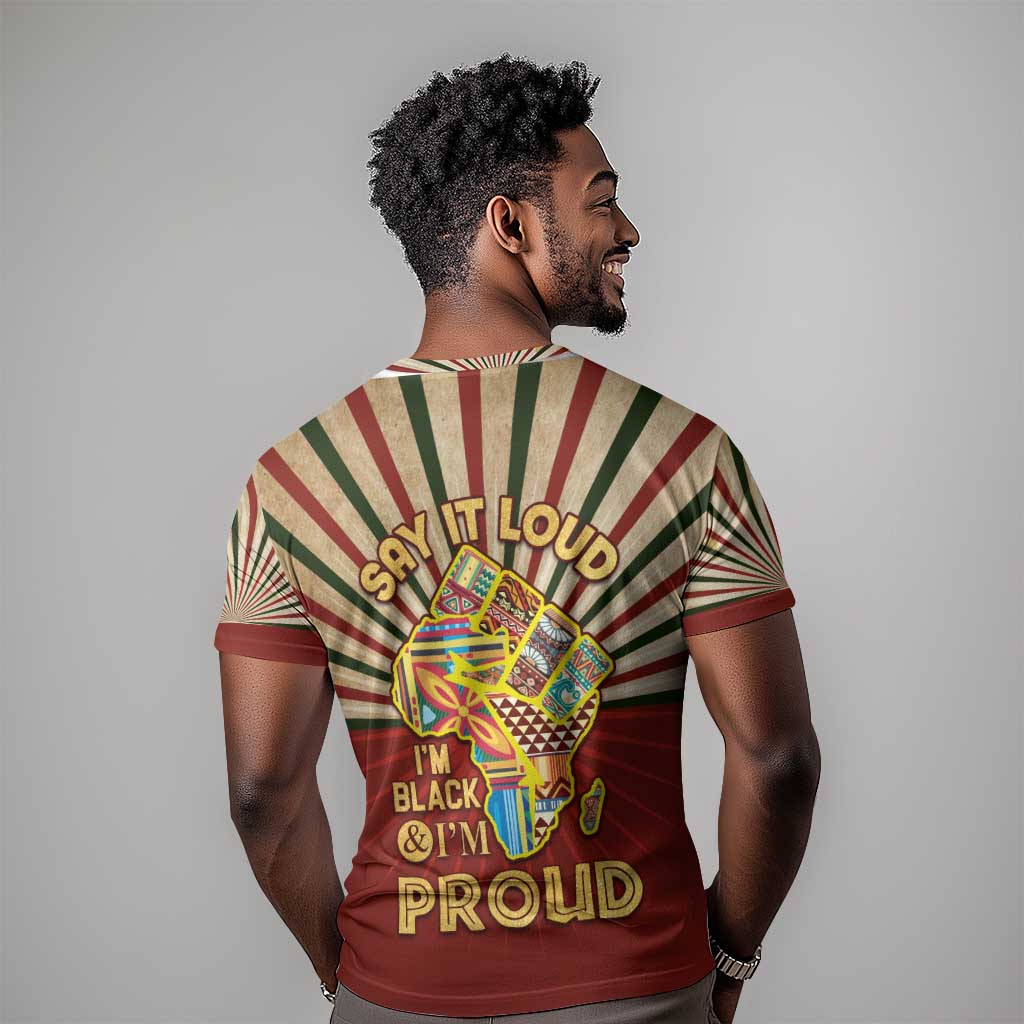 Proud African T shirt - Hand Up Africa Map Art DT02