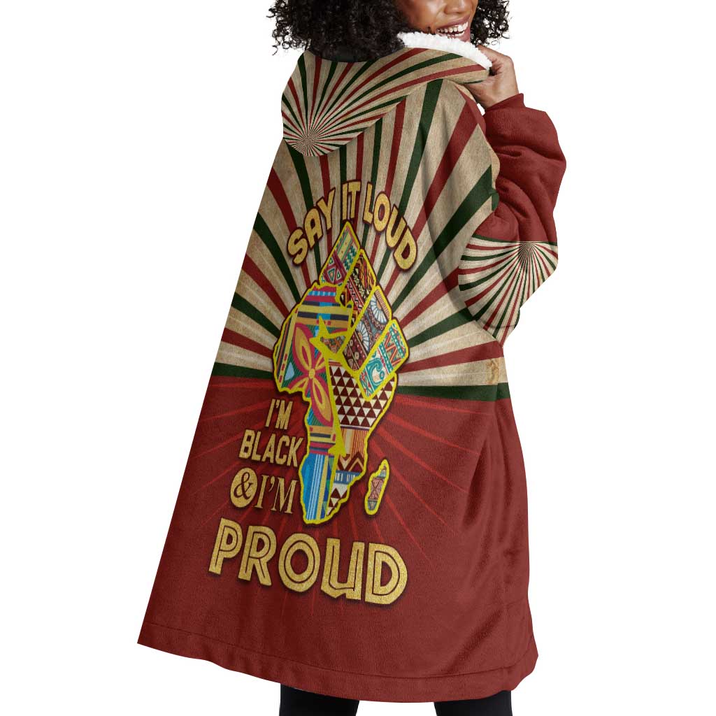 Proud African Wearable Blanket Hoodie - Hand Up Africa Map Art DT02