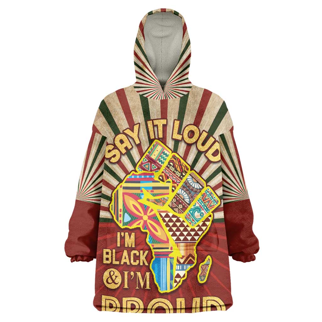Proud African Wearable Blanket Hoodie - Hand Up Africa Map Art DT02