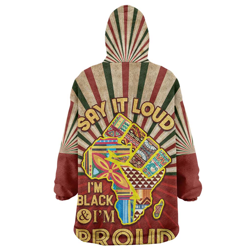 Proud African Wearable Blanket Hoodie - Hand Up Africa Map Art DT02