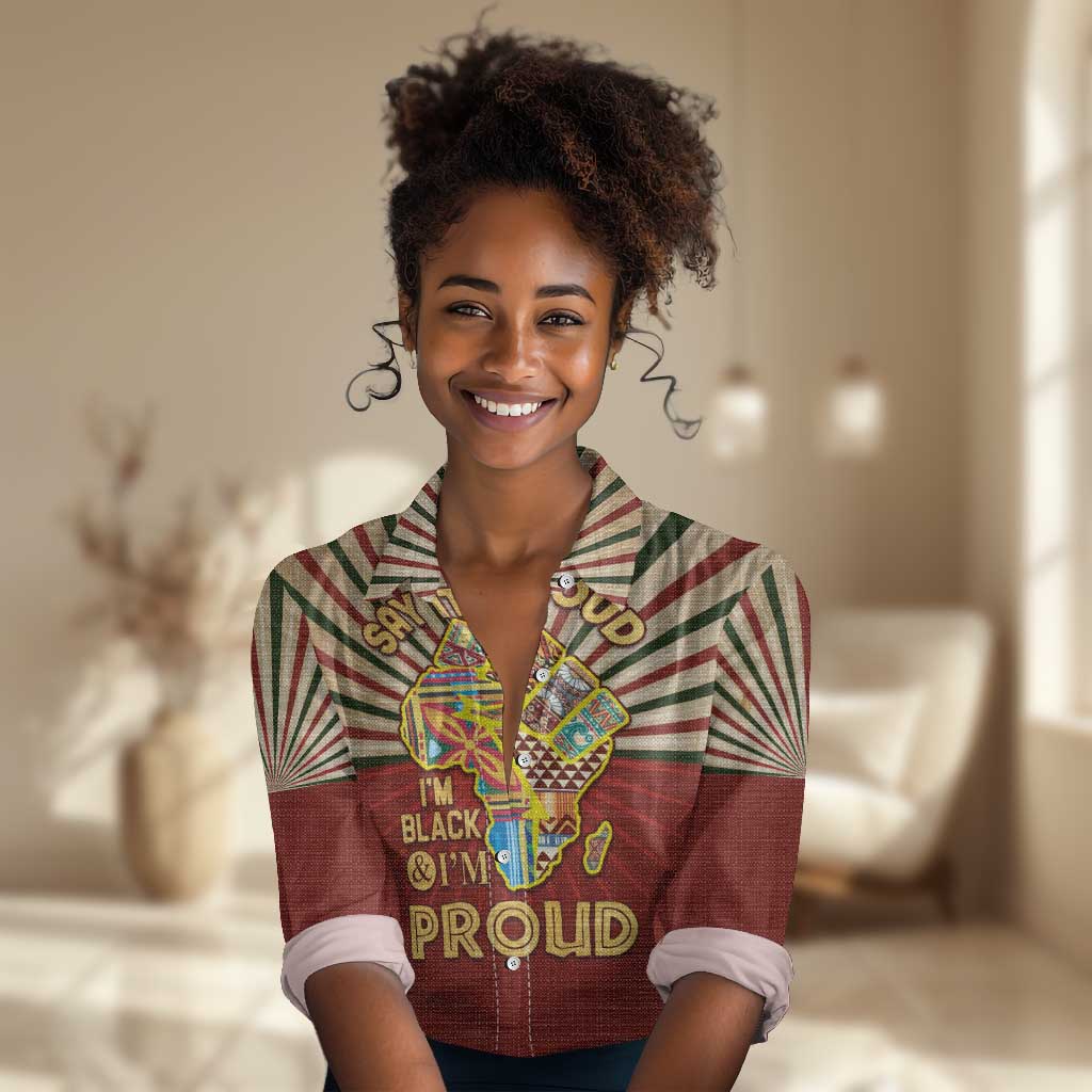 Proud African Women Casual Shirt - Hand Up Africa Map Art DT02