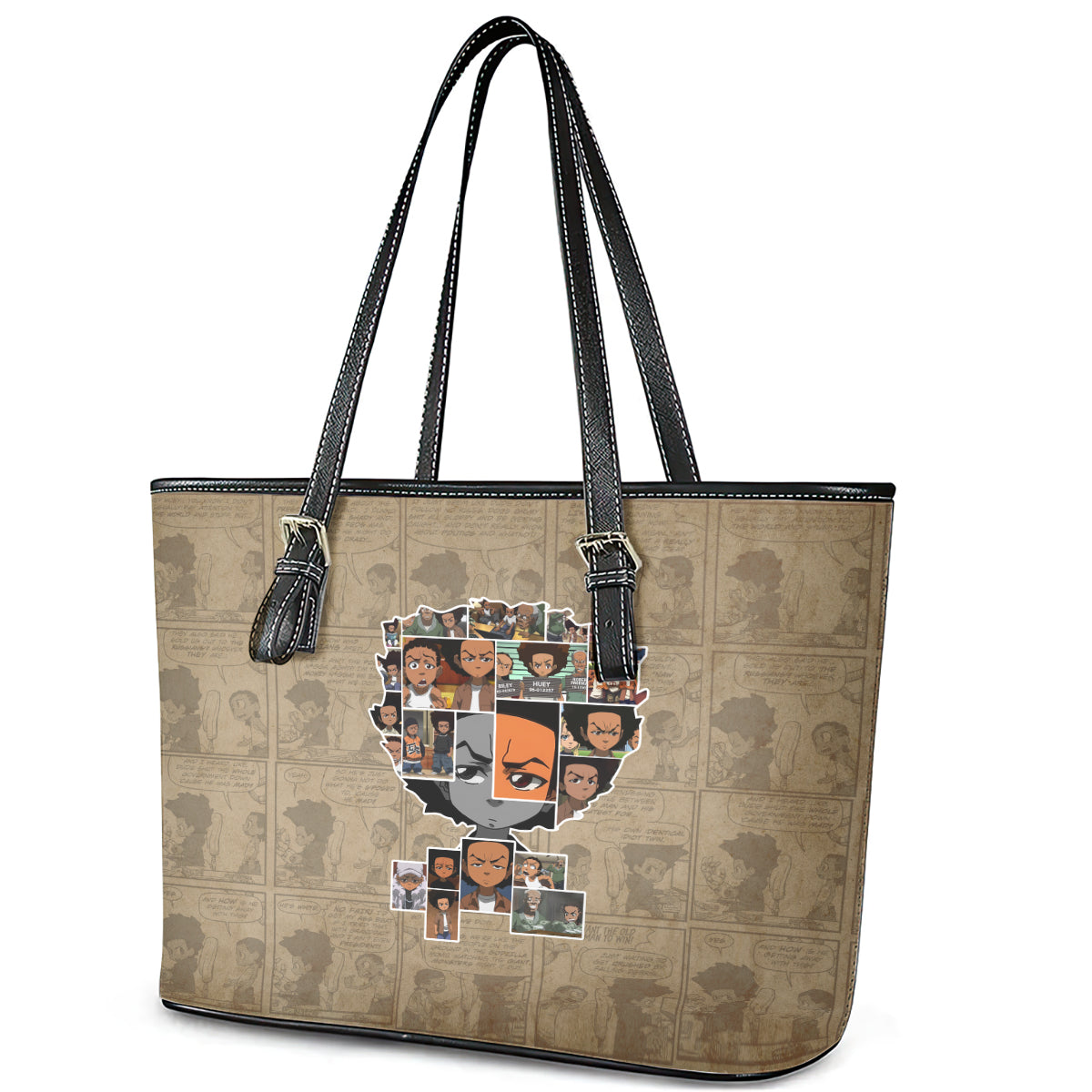 Huey Freeman Leather Tote Bag African American DT02