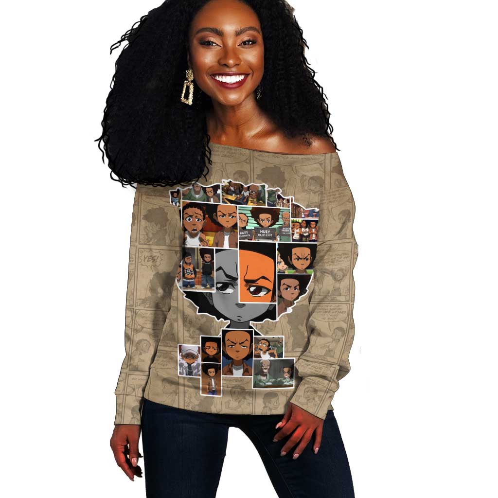 Honoring Huey Freeman - African American Off Shoulder Sweater DT02