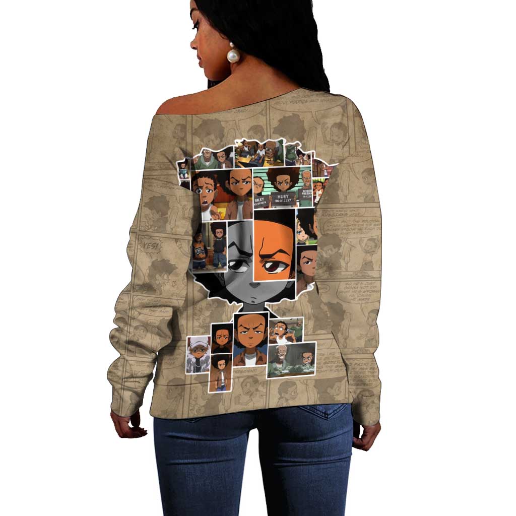 Honoring Huey Freeman - African American Off Shoulder Sweater DT02