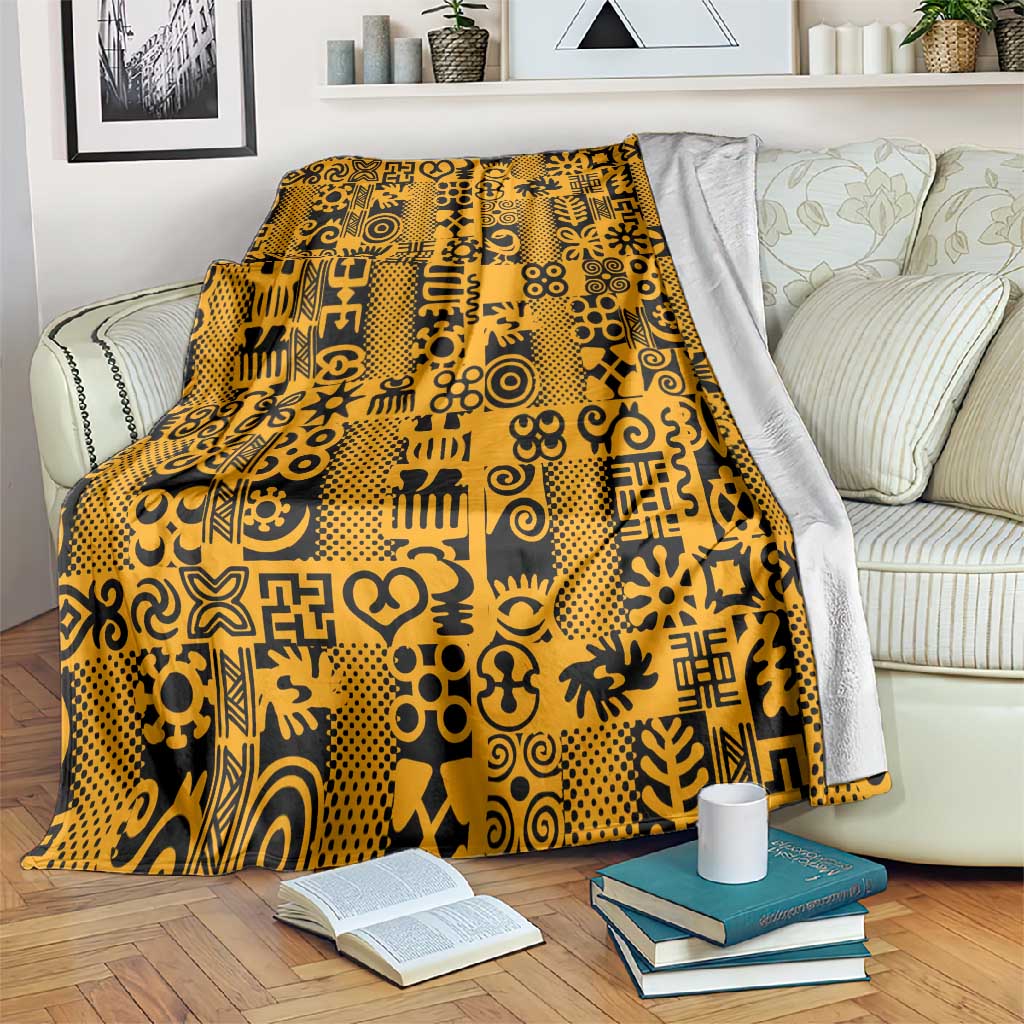 West African Yellow Art - Adinkra Culture Blanket DT02