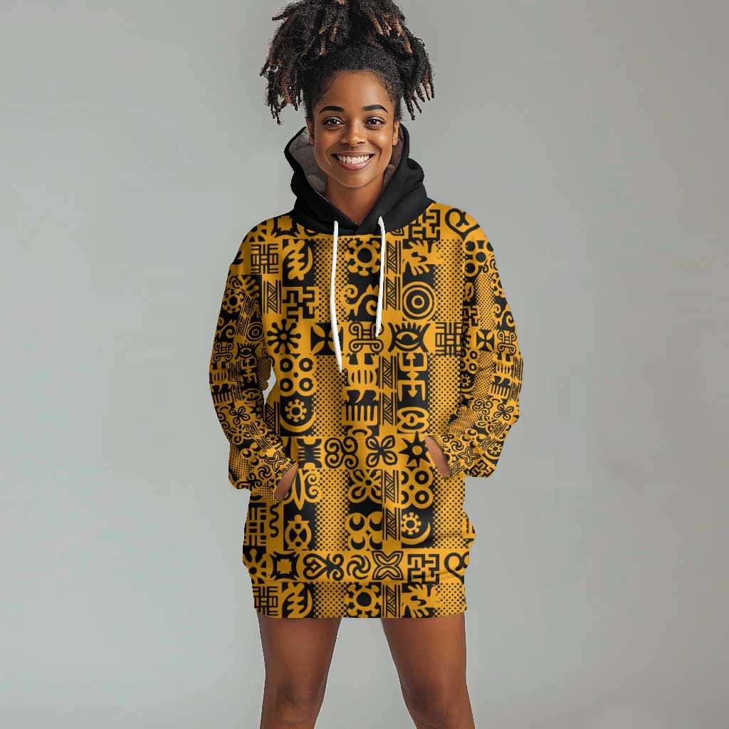 West African Yellow Art - Adinkra Culture Hoodie Dress DT02