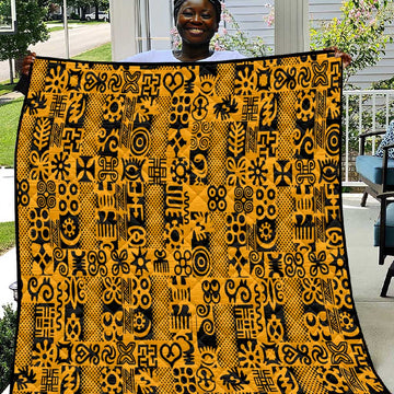 West African Yellow Art - Adinkra Culture Quilt DT02