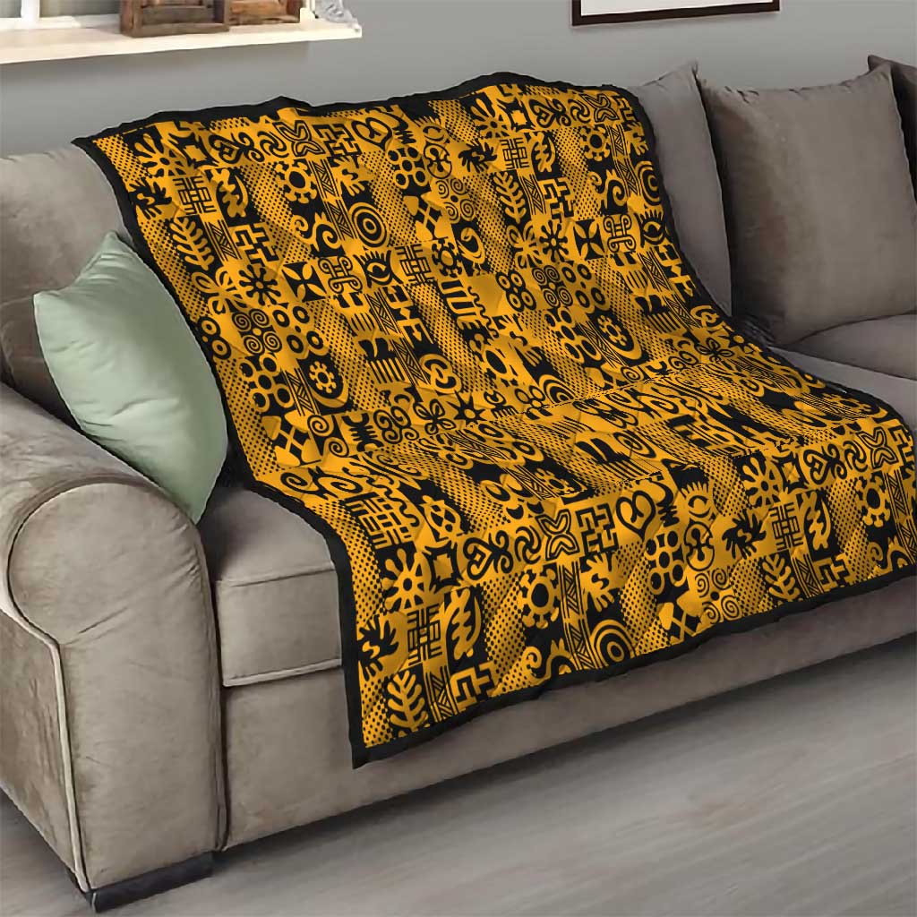 West African Yellow Art - Adinkra Culture Quilt DT02
