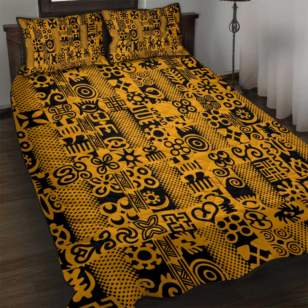 West African Yellow Art - Adinkra Culture Quilt Bed Set DT02