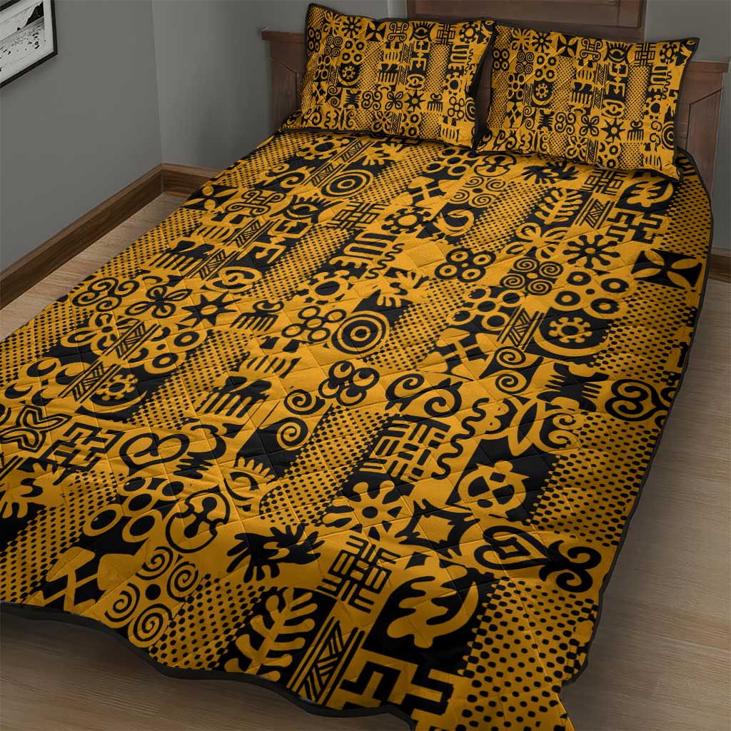 West African Yellow Art - Adinkra Culture Quilt Bed Set DT02