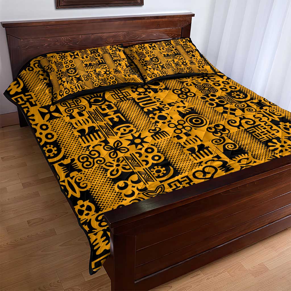 West African Yellow Art - Adinkra Culture Quilt Bed Set DT02