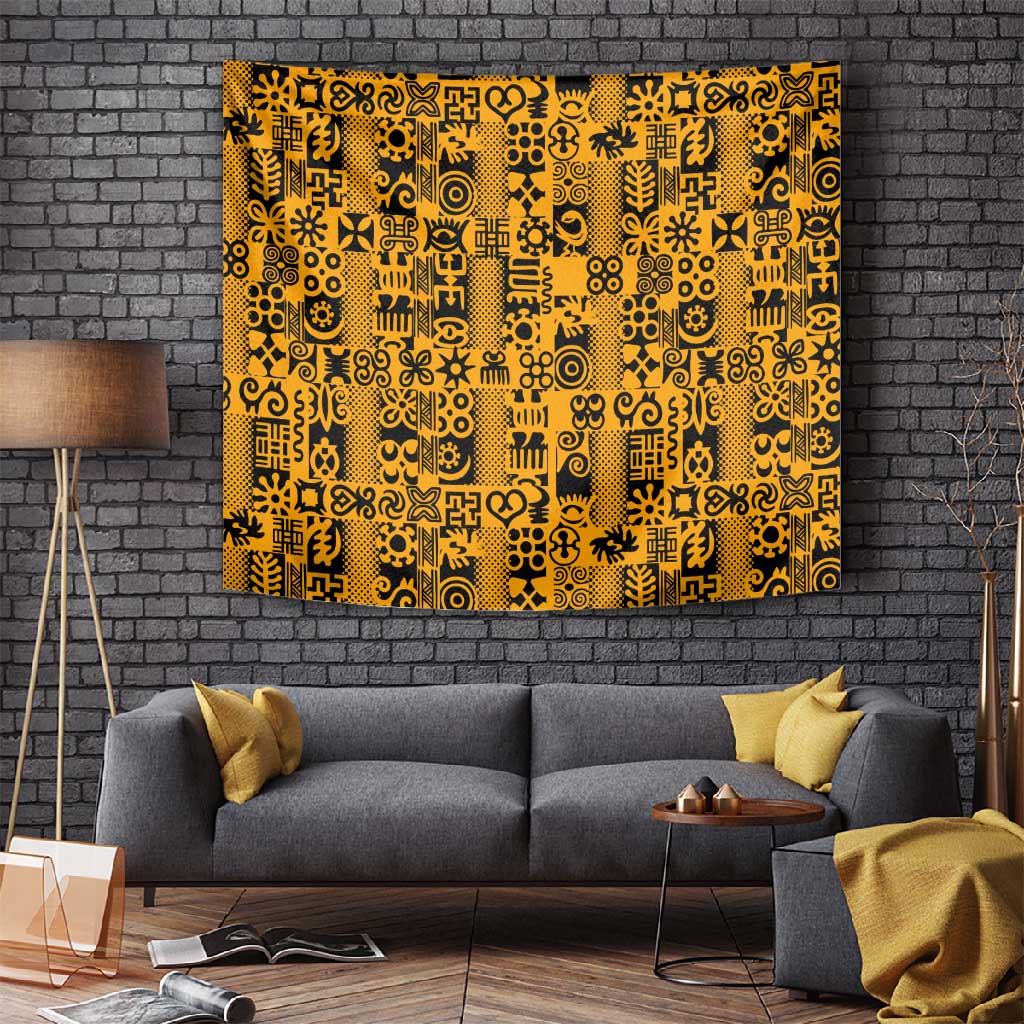 West African Yellow Art - Adinkra Culture Tapestry DT02